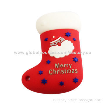 Santa Claus Boots-shaped USB, Made of Soft PVC Material, OEM Orders are WelcomeNew